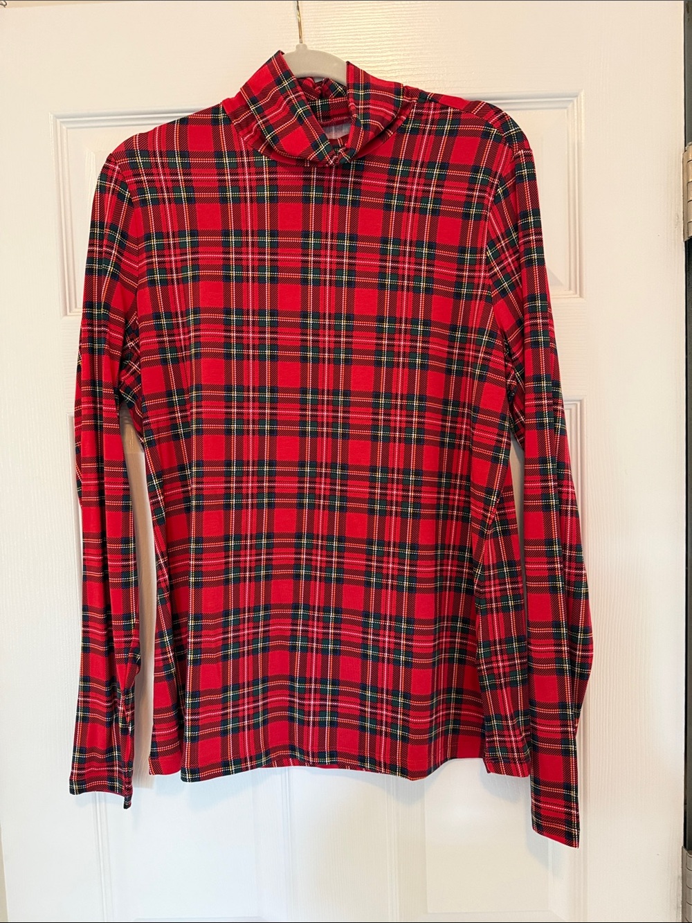 Lands' End Red Plaid Long-Sleeve Turtleneck